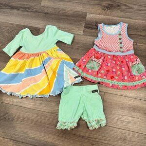 Matilda Jane Bundle of Girls 4T-6 Mint Green Dresses with Matching Ruffle Shorts